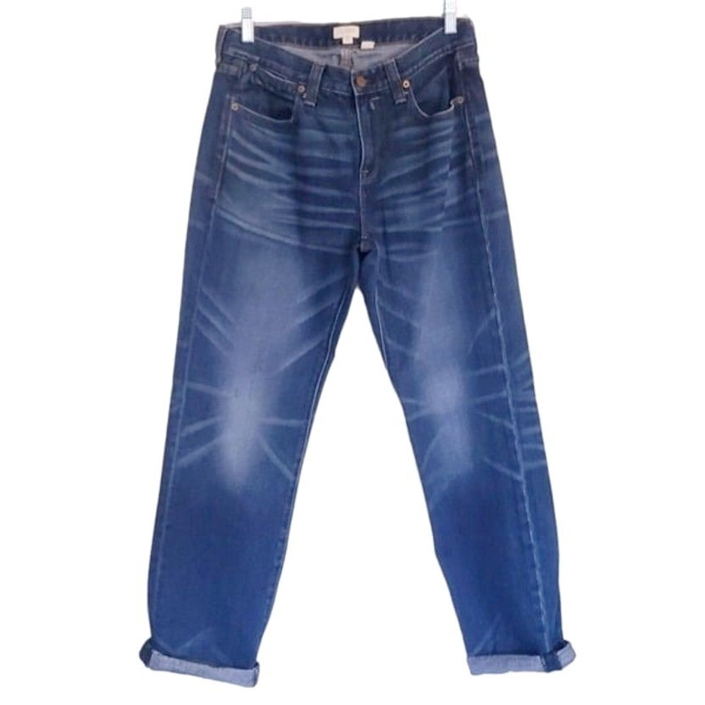 J.Crew straight leg jeans size 28‎ boyfriend distressed wash mid wash blue